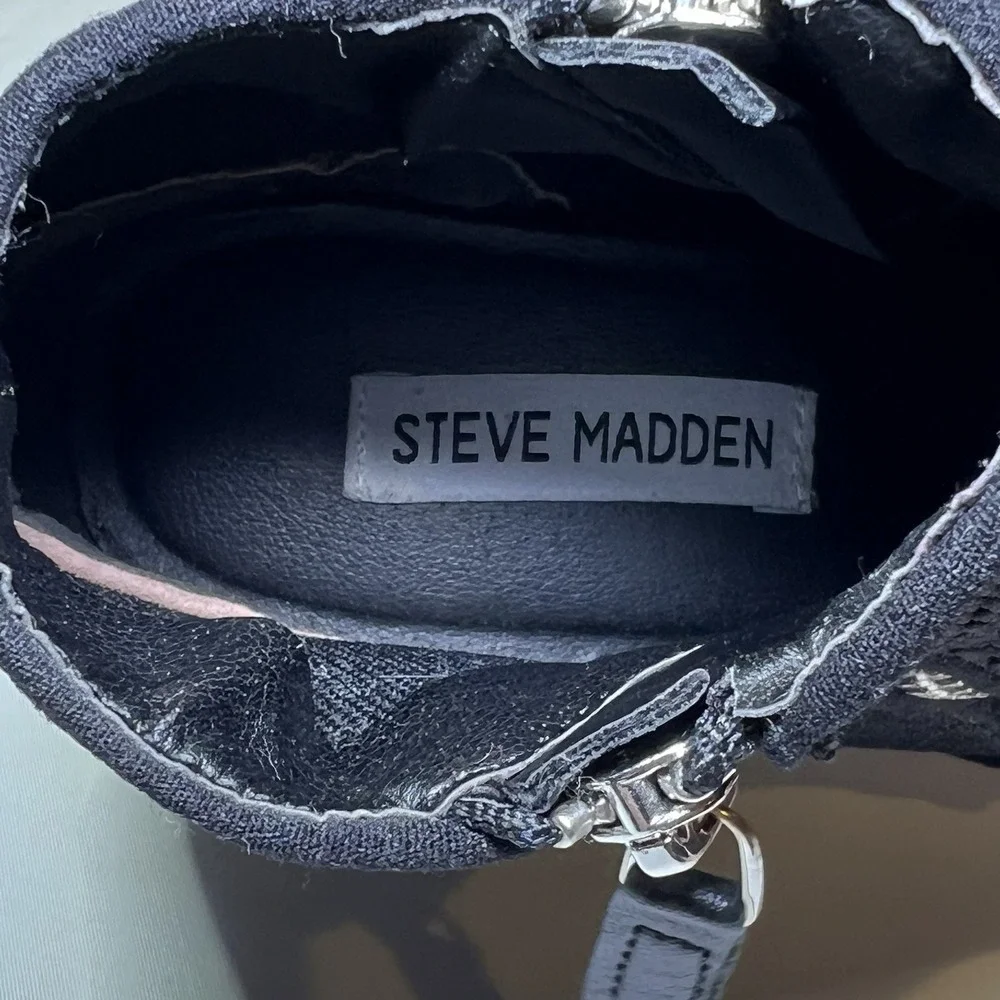 STEVE MADDEN Shoes Women 8M Caliber Bootie Sneakers CALI03S1 Black Leather Zip‎